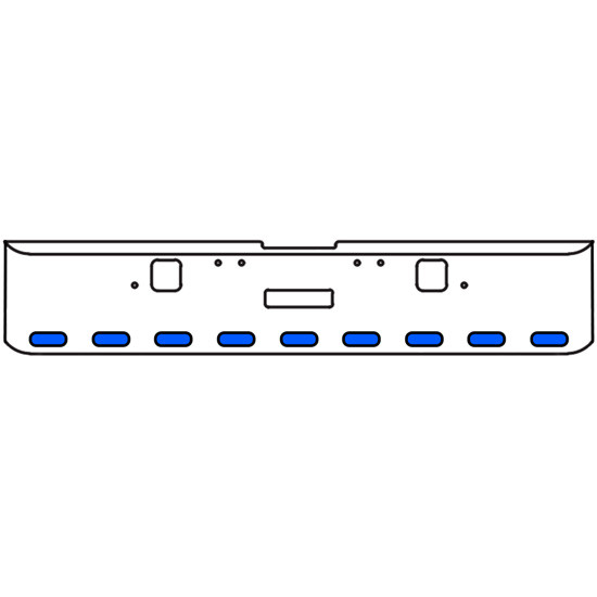 22 Inch Chrome Texas Rolled End Bumper Kit With Center Tow And Hook Holes And 9 Oval Amber-Blue Dual Revolution Lights With Visors For Freightliner Classic 120, 132 Xl 2002 - 2007