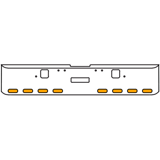 22 Inch Chrome Texas Rolled End Bumper Kit With Center Tow And Hook Holes And 8 Oval Amber-Clear Mirage Lights With Visors For Freightliner Classic 120, 132 Xl 2002 - 2007