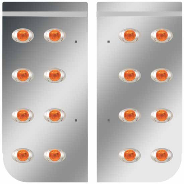 Stainless Steel Cowl Panels W/ 16 P3 Amber/Amber LEDs For Kenworth W900L, W900L Aerocab