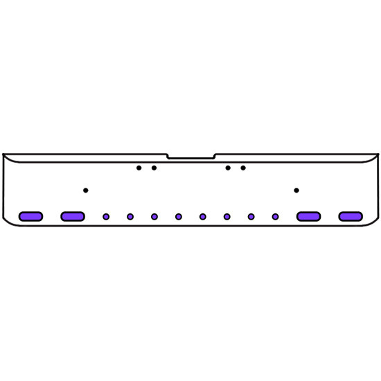 18 Inch Chrome Texas Rolled End Bumper Kit With Bolt Holes And 4 Oval-8 Round 2 Inch Amber-Purple Dual Revolution Lights With Visors For Freightliner Classic 120, 132 Xl 2002- 2007