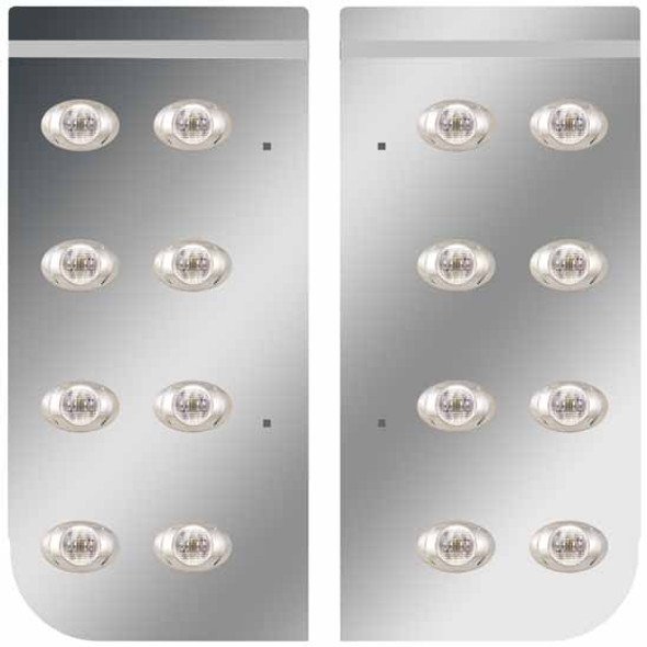 Stainless Steel Cowl Panels W/ 16 P3 Amber/Clear LEDs For Kenworth W900L, W900L Aerocab