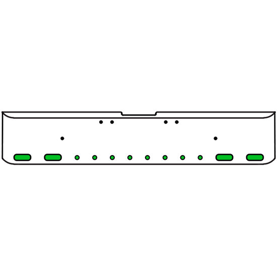 18 Inch Chrome Texas Rolled End Bumper Kit With Bolt Holes And 4 Oval-8 Round 2 Inch Amber-Green Dual Revolution Lights With Visors For Freightliner Classic 120, 132 Xl 2002- 2007