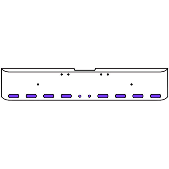 18 Inch Chrome Texas Rolled End Bumper Kit With Bolt Holes And 8 Oval-2 Round 2 Inch Amber-Purple Dual Revolution Lights With Visors For Freightliner Classic 120, 132 Xl 2002- 2007