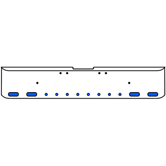 18 Inch Chrome Texas Rolled End Bumper Kit With Bolt Holes And 4 Oval-8 Round 2 Inch Amber-Blue Dual Revolution Lights With Visors For Freightliner Classic 120, 132 Xl 2002- 2007