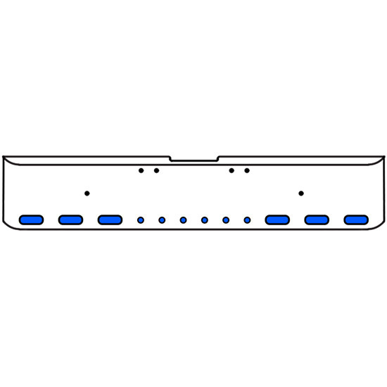 18 Inch Chrome Texas Rolled End Bumper Kit With Bolt Holes And 6 Oval-6 Round 2 Inch Amber-Blue Dual Revolution Lights For Freightliner Classic 120, 132 Xl 2002- 2007