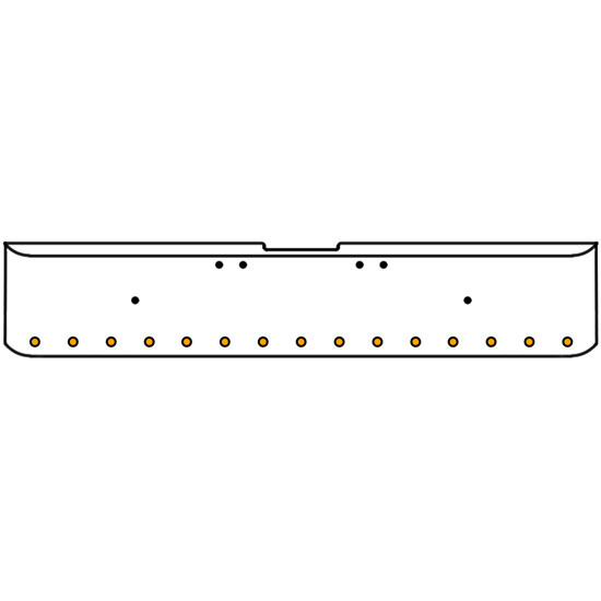 18 Inch Chrome Texas Rolled End Bumper Kit With Bolt Holes And 15 Round 2 Inch Amber-Clear Std Lights With Visors For Freightliner Classic 120, 132 Xl 2002- 2007