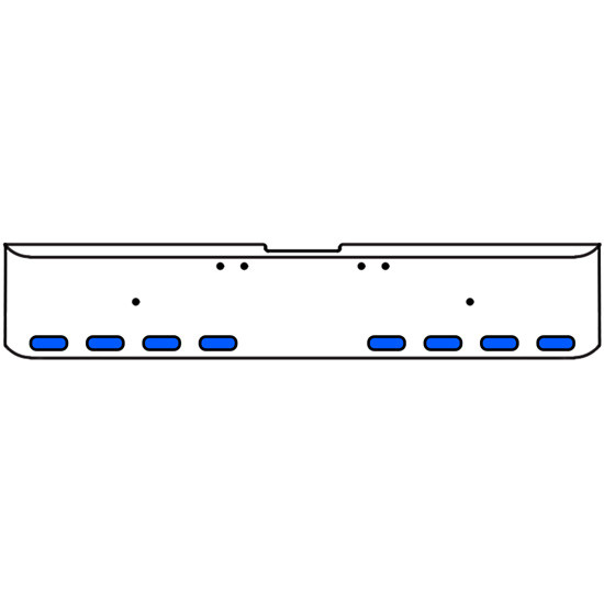 20 Inch Chrome Texas Rolled End Bumper Kit With Bolt Holes And 8 Oval Amber-Blue Dual Revolution Lights With Visors For Freightliner Classic 120, 132 Xl 2002- 2007
