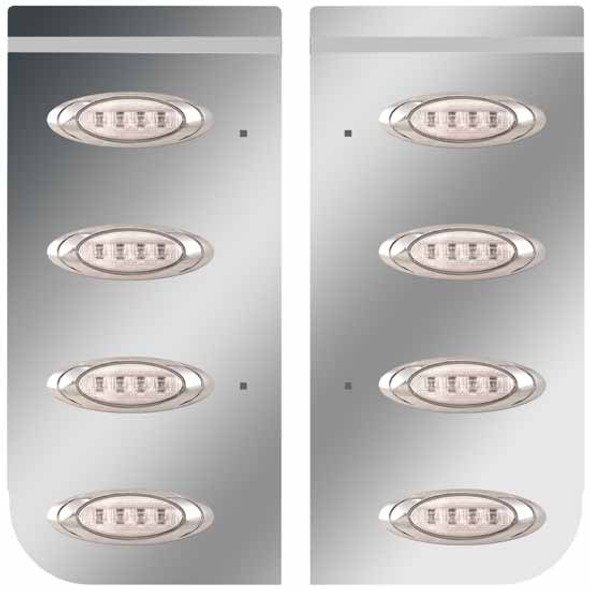 Stainless Steel Cowl Panels W/ 8 P1 Amber/Clear LEDs For Kenworth W900B/W900L