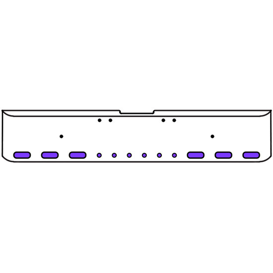 20 Inch Chrome Texas Rolled End Bumper Kit With Bolt Holes And 6 Oval-6 Round 2 Inch Amber-Purple Dual Revolution Lights With Visors For Freightliner Classic 120, 132 Xl 2002- 2007