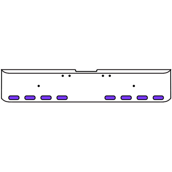 20 Inch Chrome Texas Rolled End Bumper Kit With Bolt Holes And 8 Oval Amber-Purple Dual Revolution Lights With Visors For Freightliner Classic 120, 132 Xl 2002- 2007