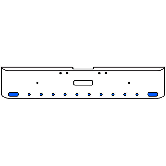 18 Inch Chrome Texas Rolled End Bumper Kit With Center Tow Hole And 2 Oval-10 Round 2 Inch Amber-Blue Dual Revolution Lights For Freightliner Classic 120, 132 Xl 2002- 2007