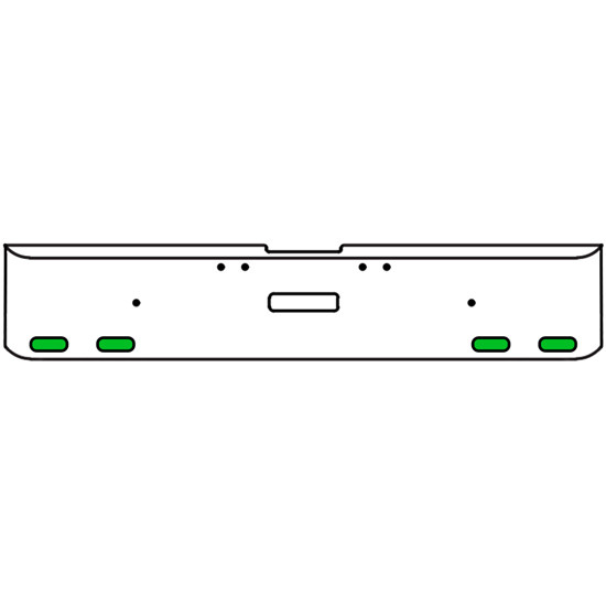 18 Inch Chrome Texas Rolled End Bumper Kit With Center Tow Hole And 4 Oval Amber-Green Dual Revolution Lights With Visors For Freightliner Classic 120, 132 Xl 2002- 2007