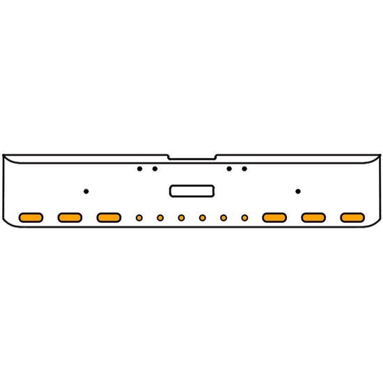 18 Inch Chrome Texas Rolled End Bumper Kit With Center Tow Hole And 6 Oval-6 Round 2 Inch Amber-Clear Mirage Lights With Visors For Freightliner Classic 120, 132 Xl 2002- 2007