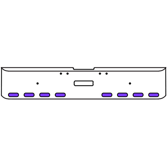 18 Inch Chrome Texas Rolled End Bumper Kit With Center Tow Hole And 8 Oval Amber-Purple Dual Revolution Lights For Freightliner Classic 120, 132 Xl 2002- 2007