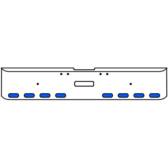 18 Inch Chrome Texas Rolled End Bumper Kit With Center Tow Hole And 8 Oval Amber-Blue Dual Revolution Lights With Visors For Freightliner Classic 120, 132 Xl 2002- 2007