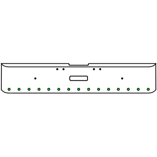 18 Inch Chrome Texas Rolled End Bumper Kit With Center Tow Hole And 15 Round 2 Inch Amber-Green Dual Revolution Lights With Visors For Freightliner Classic 120, 132 Xl 2002- 2007