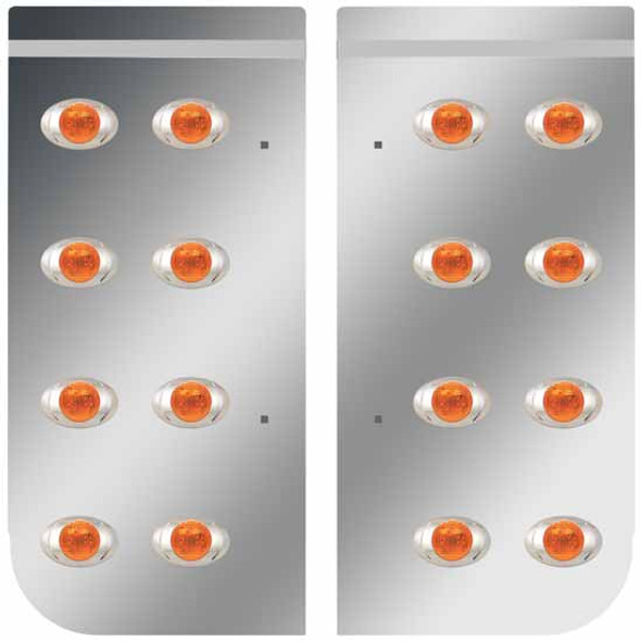 Stainless Steel Cowl Panels W/ 16 P3 Amber/Amber LEDs For Kenworth W900B/W900L