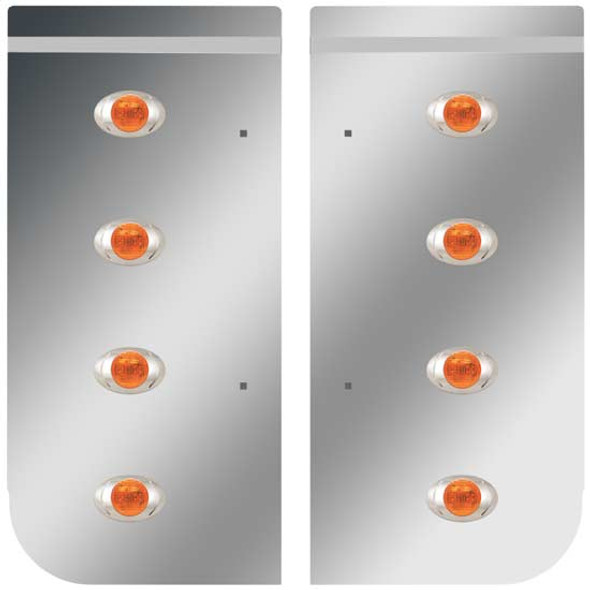 Stainless Steel Cowl Panels W/ 8 P3 Amber/Amber LEDs For Kenworth W900B/W900L