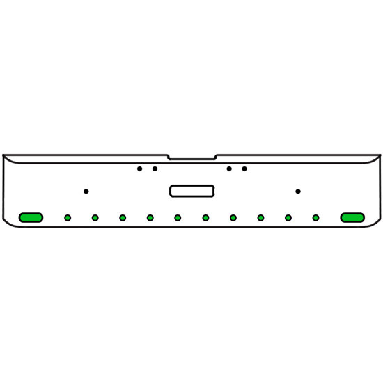 20 Inch Chrome Texas Rolled End Bumper Kit With Center Tow Hole And 2 Oval-10 Round 2 Inch Amber-Green Dual Revolution Lights With Visors For Freightliner Classic 120, 132 Xl 2002- 2007