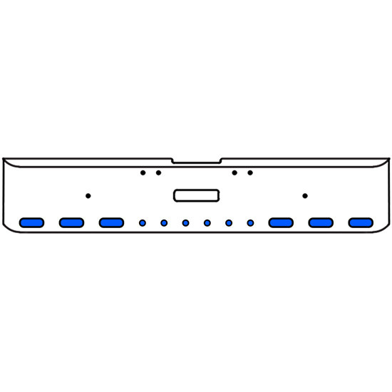 20 Inch Chrome Texas Rolled End Bumper Kit With Center Tow Hole And 6 Oval-6 Round 2 Inch Amber-Blue Dual Revolution Lights For Freightliner Classic 120, 132 Xl 2002- 2007