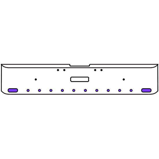 20 Inch Chrome Texas Rolled End Bumper Kit With Center Tow Hole And 2 Oval-10 Round 2 Inch Amber-Purple Dual Revolution Lights For Freightliner Classic 120, 132 Xl 2002- 2007