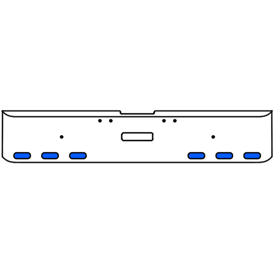 20 Inch Chrome Texas Rolled End Bumper Kit With Center Tow Hole And 6 Oval Amber-Blue Dual Revolution Lights With Visors For Freightliner Classic 120, 132 Xl 2002- 2007