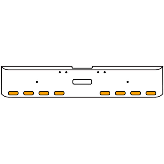 20 Inch Chrome Texas Rolled End Bumper Kit With Center Tow Hole And 8 Oval Amber-Clear Chrome Lights With Visors For Freightliner Classic 120, 132 Xl 2002- 2007