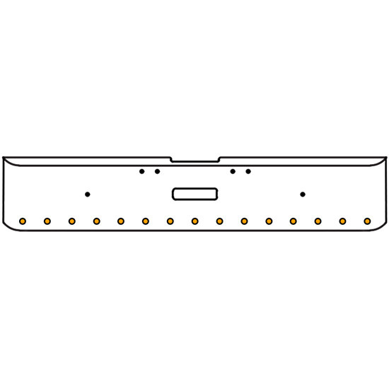 20 Inch Chrome Texas Rolled End Bumper Kit With Center Tow Hole And 15 Round 2 Inch Amber-Clear Std Leds Lights For Freightliner Classic 120, 132 Xl 2002- 2007