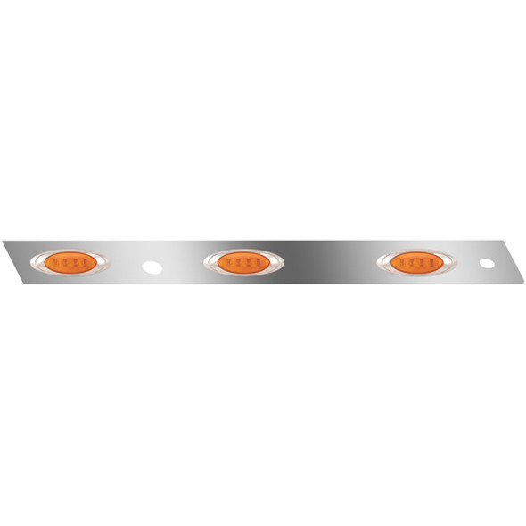 Stainless Permit Panel W/ 6 P1 Amber/Amber LEDs, Block Heater Plug Hole Driver Side For Kenworth W900L Aerocab