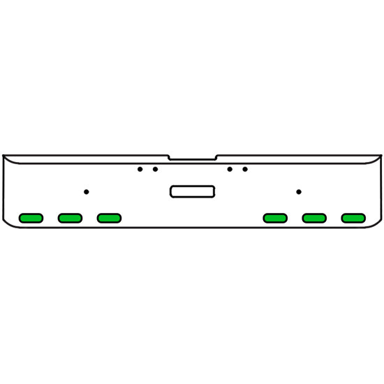 22 Inch Chrome Texas Rolled End Bumper Kit With Center Tow Hole And 6 Oval Amber-Green Dual Revolution Lights With Visors For Freightliner Classic 120, 132 Xl 2002- 2007