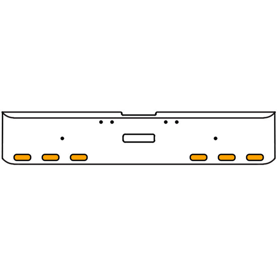 22 Inch Chrome Texas Rolled End Bumper Kit With Center Tow Hole And 6 Oval Amber-Clear Mirage Lights With Visors For Freightliner Classic 120, 132 Xl 2002- 2007