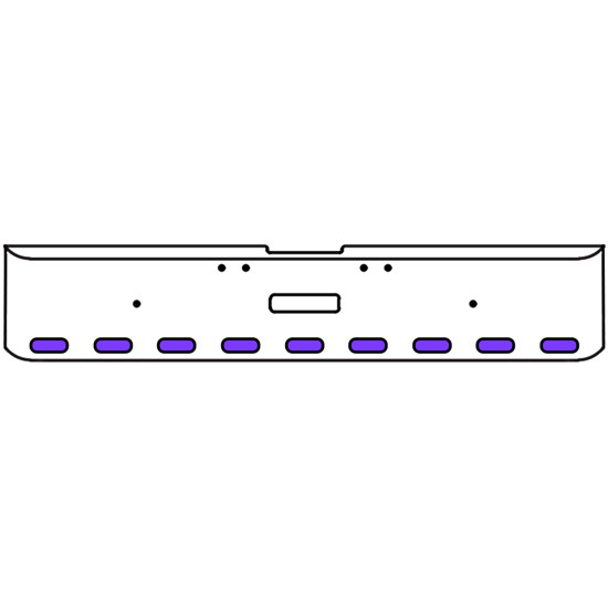 22 Inch Chrome Texas Rolled End Bumper Kit With Center Tow Hole And 9 Oval Amber-Purple Dual Revolution Lights With Visors For Freightliner Classic 120, 132 Xl 2002- 2007