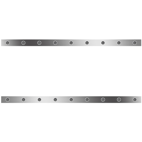 72 Inch Stainless Sleeper Panels W/ 18 - 3/4 Inch Amber/Smoked LEDs For Kenworth T800, W900L Aerocab