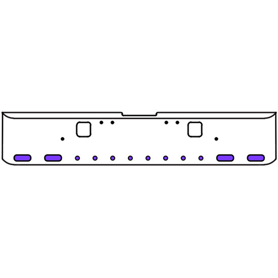 18 Inch Chrome Texas Rolled End Bumper Kit With Hook Holes And 4 Oval-8 Round 2 Inch Amber-Purple Dual Revolution Lights With Visors For Freightliner Classic 120, 132 Xl 2002- 2007