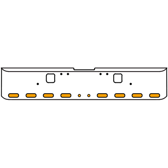 18 Inch Chrome Texas Rolled End Bumper Kit With Hook Holes And 8 Oval-2 Round 2 Inch Amber-Clear Chrome Lights With Visors For Freightliner Classic 120, 132 Xl 2002- 2007