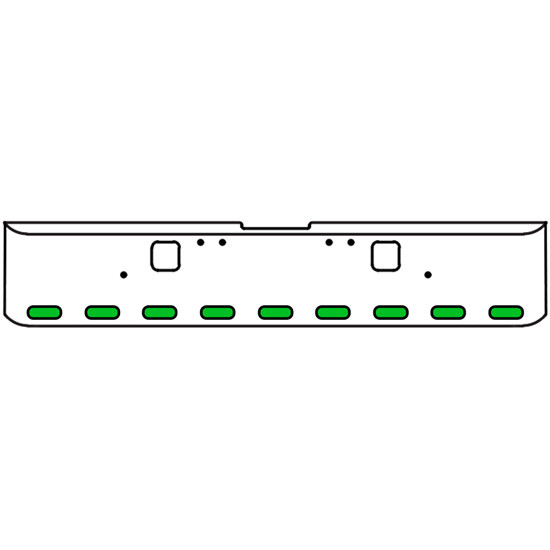 18 Inch Chrome Texas Rolled End Bumper Kit With Hook Holes And 9 Oval Amber-Green Dual Revolution Lights For Freightliner Classic 120, 132 Xl 2002- 2007