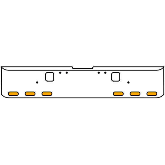 20 Inch Chrome Texas Rolled End Bumper Kit With Hook Holes And 6 Oval Amber Mirage Lights With Visors For Freightliner Classic 120, 132 Xl 2002- 2007