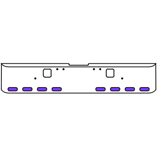 20 Inch Chrome Texas Rolled End Bumper Kit With Hook Holes And 8 Oval Amber-Purple Dual Revolution Lights For Freightliner Classic 120, 132 Xl 2002- 2007