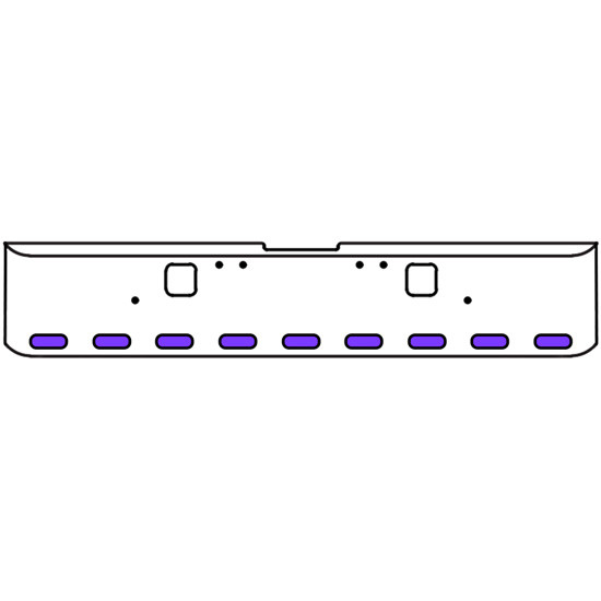 20 Inch Chrome Texas Rolled End Bumper Kit With Hook Holes And 9 Oval Amber-Purple Dual Revolution Lights For Freightliner Classic 120, 132 Xl 2002- 2007