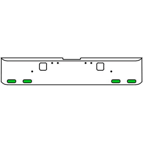 22 Inch Chrome Texas Rolled End Bumper Kit With Hook Holes And 4 Oval Amber-Green Dual Revolution Lights With Visors For Freightliner Classic 120, 132 Xl 2002- 2007