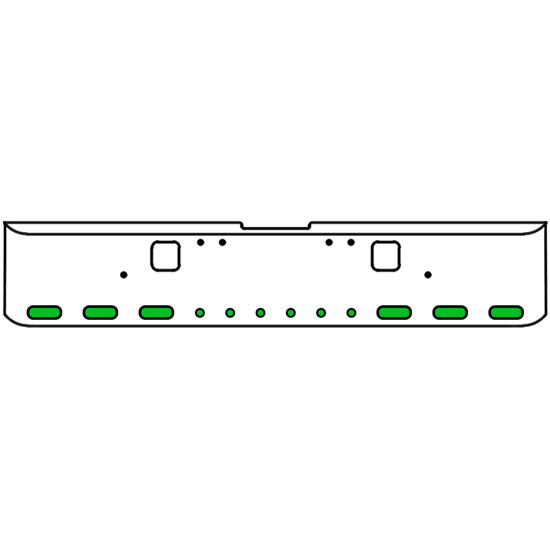 22 Inch Chrome Texas Rolled End Bumper Kit With Hook Holes And 6 Oval-6 Round 2 Inch Amber-Green Dual Revolution Lights For Freightliner Classic 120, 132 Xl 2002- 2007