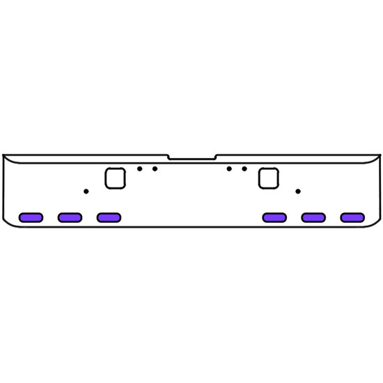 22 Inch Chrome Texas Rolled End Bumper Kit With Hook Holes And 6 Oval Amber-Purple Dual Revolution Lights For Freightliner Classic 120, 132 Xl 2002- 2007
