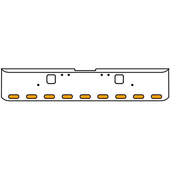 22 Inch Chrome Texas Rolled End Bumper Kit With Hook Holes And 9 Oval Amber Mirage Lights With Visors For Freightliner Classic 120, 132 Xl 2002- 2007