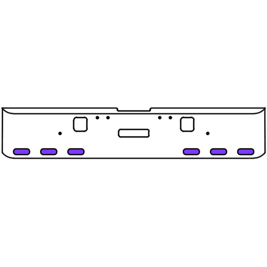 18 Inch Chrome Texas Rolled End Bumper Kit With Center Tow And Hook Holes And 6 Oval Amber-Purple Dual Revolution Lights With Visors For Freightliner Classic 120, 132 Xl 2002- 2007