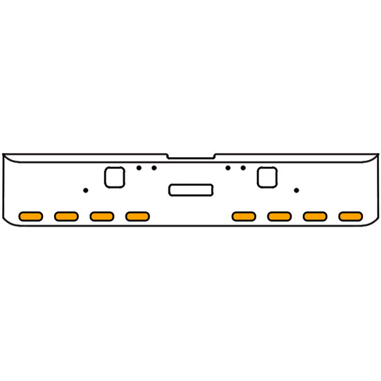 18 Inch Chrome Texas Rolled End Bumper Kit With Center Tow And Hook Holes And 8 Oval Amber Mirage Lights With Visors For Freightliner Classic 120, 132 Xl 2002- 2007