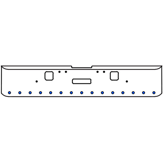 18 Inch Chrome Texas Rolled End Bumper Kit With Center Tow And Hook Holes And 15 Round 2 Inch Amber-Blue Dual Revolution Lights With Visors For Freightliner Classic 120, 132 Xl 2002- 2007