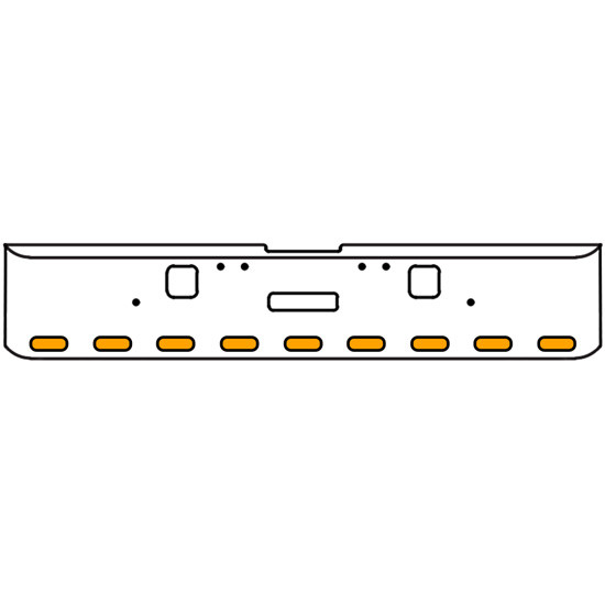 18 Inch Chrome Texas Rolled End Bumper Kit With Center Tow And Hook Holes And 9 Oval 24 Diode Amber Pearl Lights With Visors For Freightliner Classic 120, 132 Xl 2002- 2007