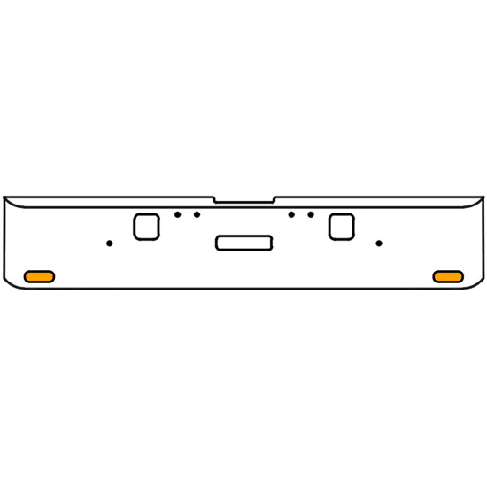 20 Inch Chrome Texas Rolled End Bumper Kit With Center Tow And Hook Holes And 2 Oval Amber Mirage Lights For Freightliner Classic 120, 132 Xl 2002- 2007