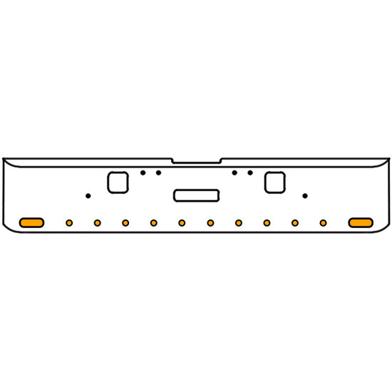 20 Inch Chrome Texas Rolled End Bumper Kit With Center Tow And Hook Holes And 2 Oval-10 Round 2 Inch Amber-Clear Mirage Lights With Visors For Freightliner Classic 120, 132 Xl 2002- 2007