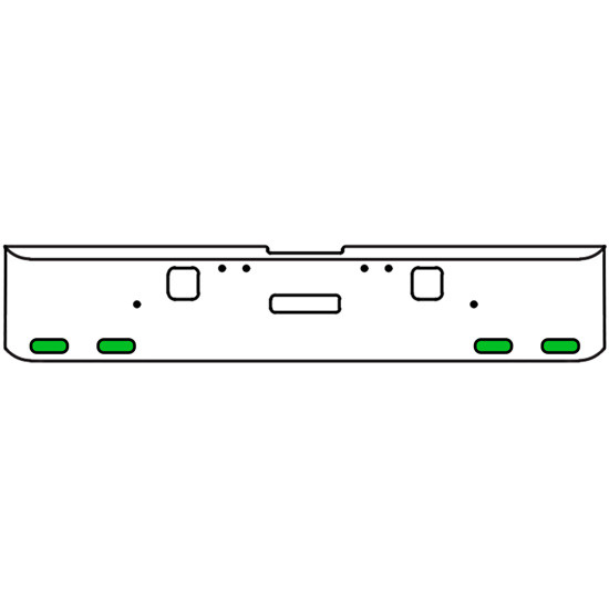 20 Inch Chrome Texas Rolled End Bumper Kit With Center Tow And Hook Holes And 4 Oval Amber-Green Dual Revolution Lights With Visors For Freightliner Classic 120, 132 Xl 2002- 2007